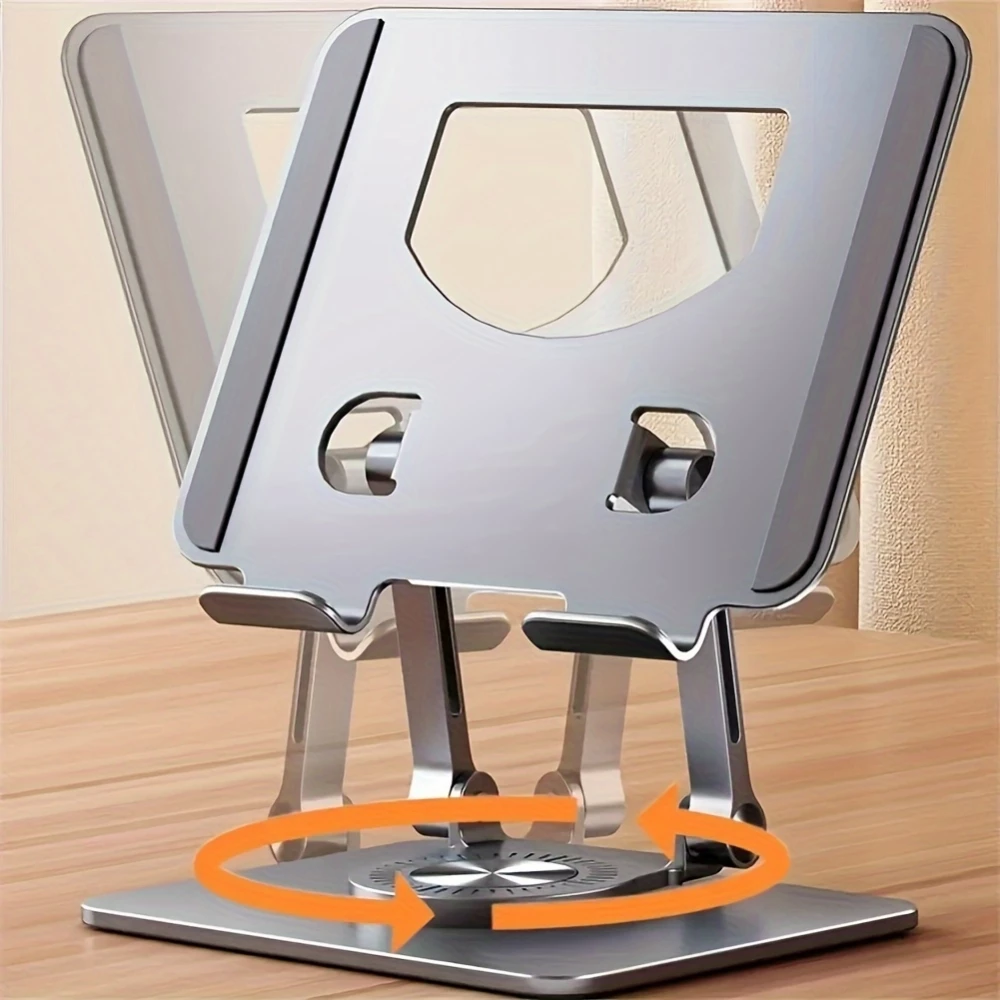Support plat en aluminium ajustable 360° pour tablettes et iPad - Argent