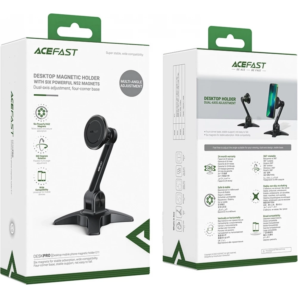 Support stand magn&eacute;tique MagSafe de t&eacute;l&eacute;phone Acefast E11 pour bureau - Noir