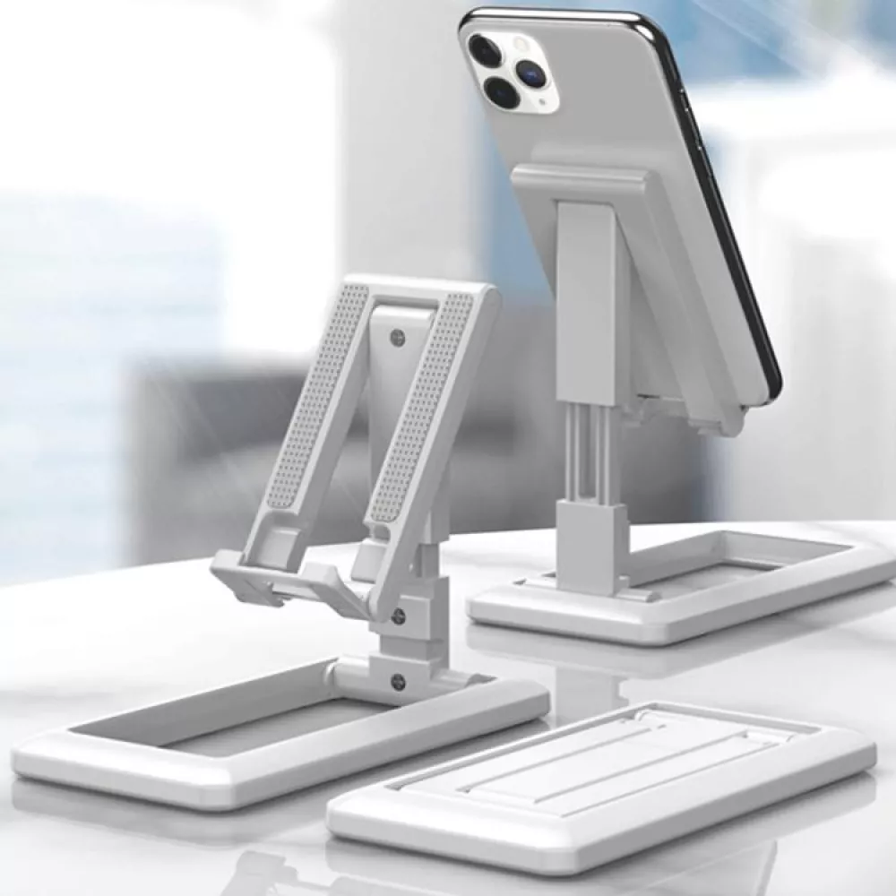 Support de téléphone 2 axes universel et pliable - adapté aux smartphones et aux tablettes - Blanc