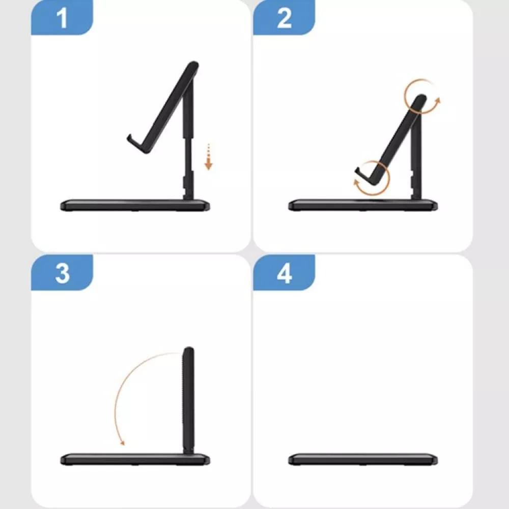 Support de téléphone 2 axes universel et pliable - adapté aux smartphones et aux tablettes - Blanc