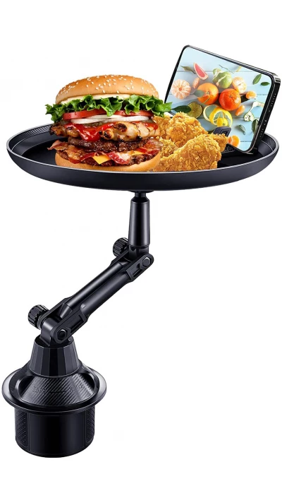 Support universel pliable avec assiette pour la voiture avec emplacement pour le t&eacute;l&eacute;phone - Noir