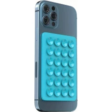 Universal Smartphone Halterung - Selbstklebender Silikon Aufsatz mit Saugnäpfen zum Befestigen - Hellblau