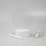 Tableau de messages lumière LED transparent avec verre rond et socle blanc