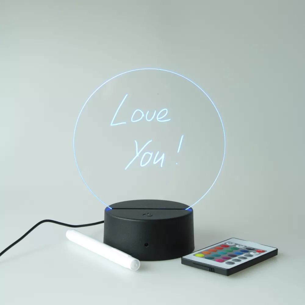 Tableau de messages transparent multicolore à LED avec télécommande et stylo acrylique