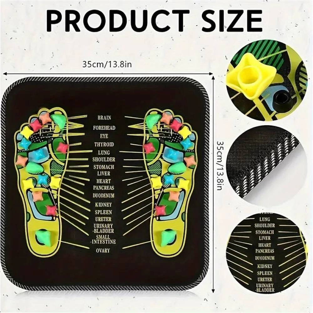 Tapis acupression pour pieds en pierres colorées coussin de massage compact pour la maison - Noir