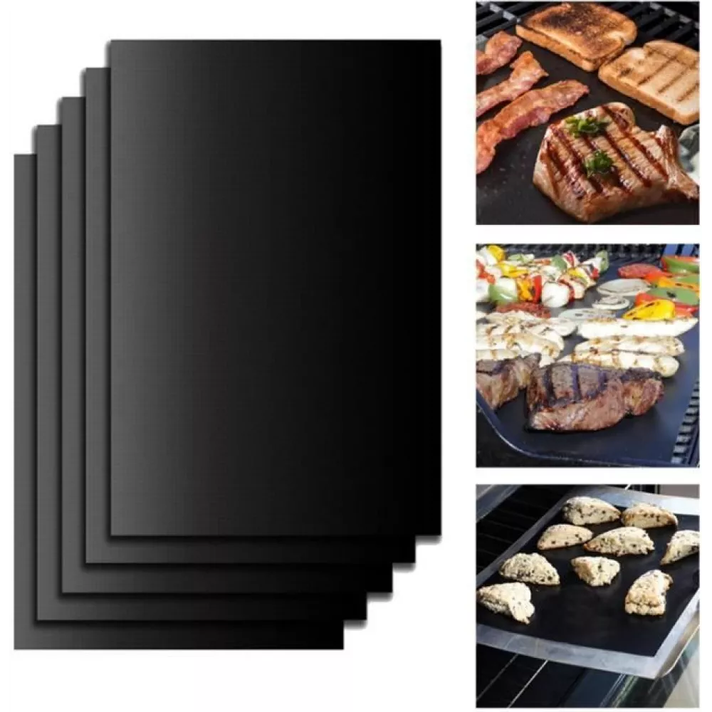Grillmatten (BBQ) hitzebeständige Grillmatten für Fleisch, Fisch und Gemüse (5 Stück)