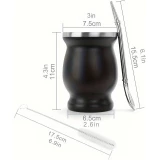 Yerba Mate Becher und Bombilla Set Edelstahl Vakuum (250 ml) mit Bürste - Schwarz