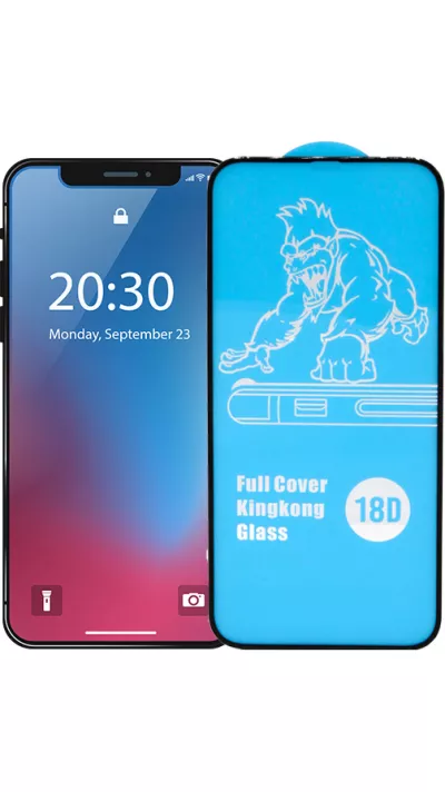Tempered Glass iPhone 16 - Vitre de protection d'écran intégrale avec bord en silicone anti-choc