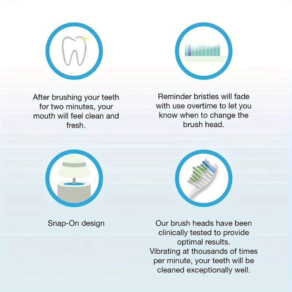 Têtes de brosse à dents de remplacement diamond clean Philips Sonicare (pack de 8, pas d'origine Philips) - Noir