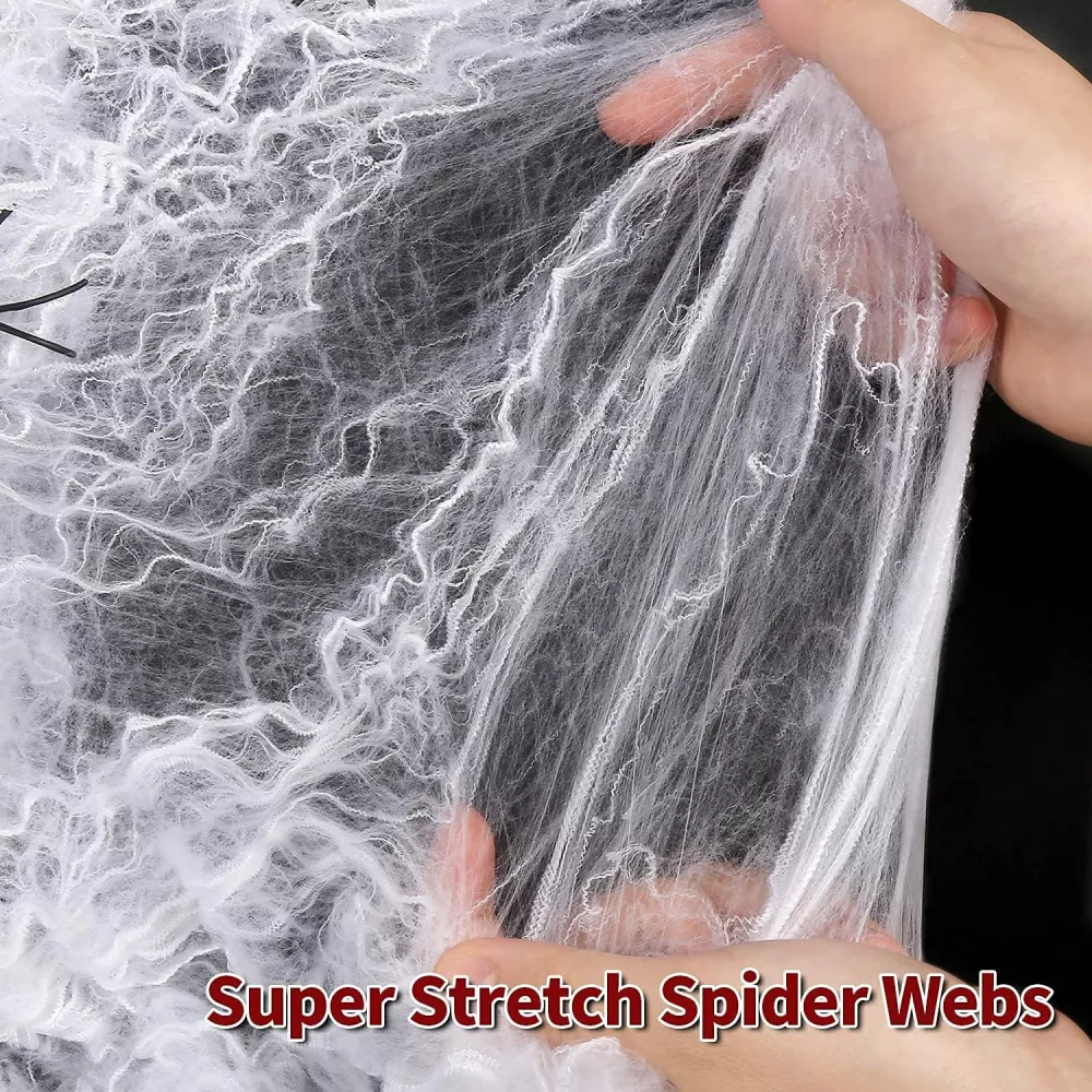 Fiktives Spinnennetz Halloween-Dekoration mit 100 Spinnen (ca. 3 Meter)