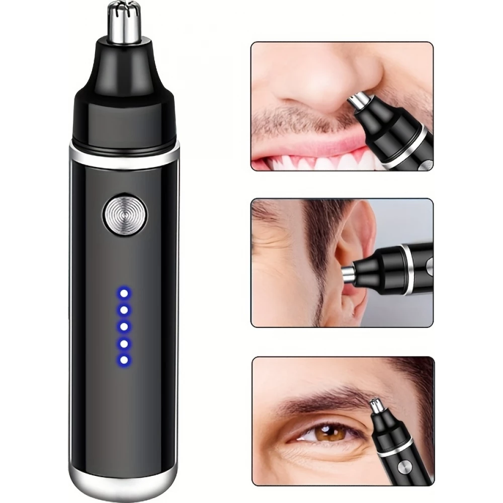 Tondeuse &eacute;lectrique rasoir pour nez et oreilles rechargeable USB-C (500 mAh) - Noir