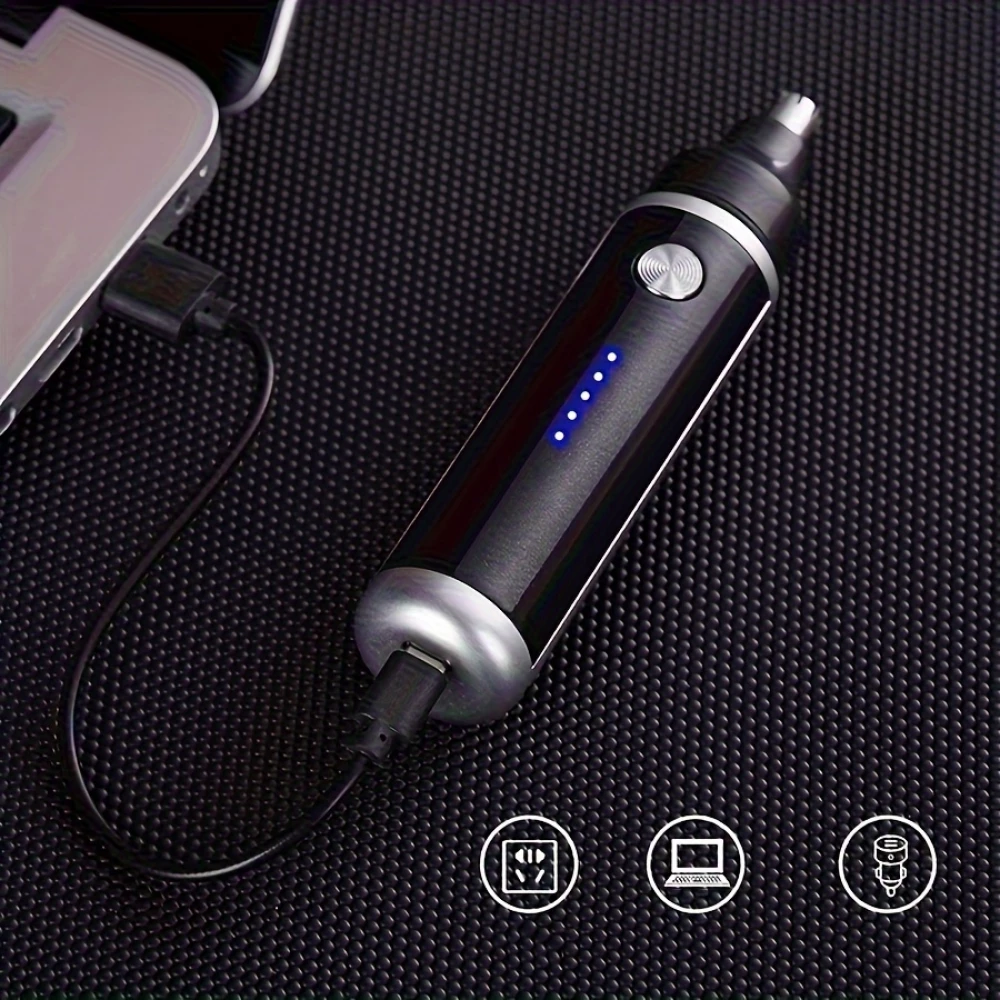 Tondeuse &eacute;lectrique rasoir pour nez et oreilles rechargeable USB-C (500 mAh) - Noir