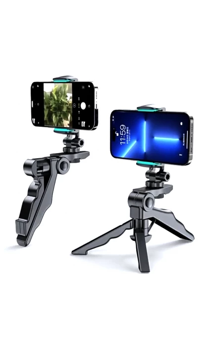 Tr&eacute;pied pour smartphone extensible avec perche &agrave; selfie et rotation &agrave; 360 degr&eacute;s - Noir