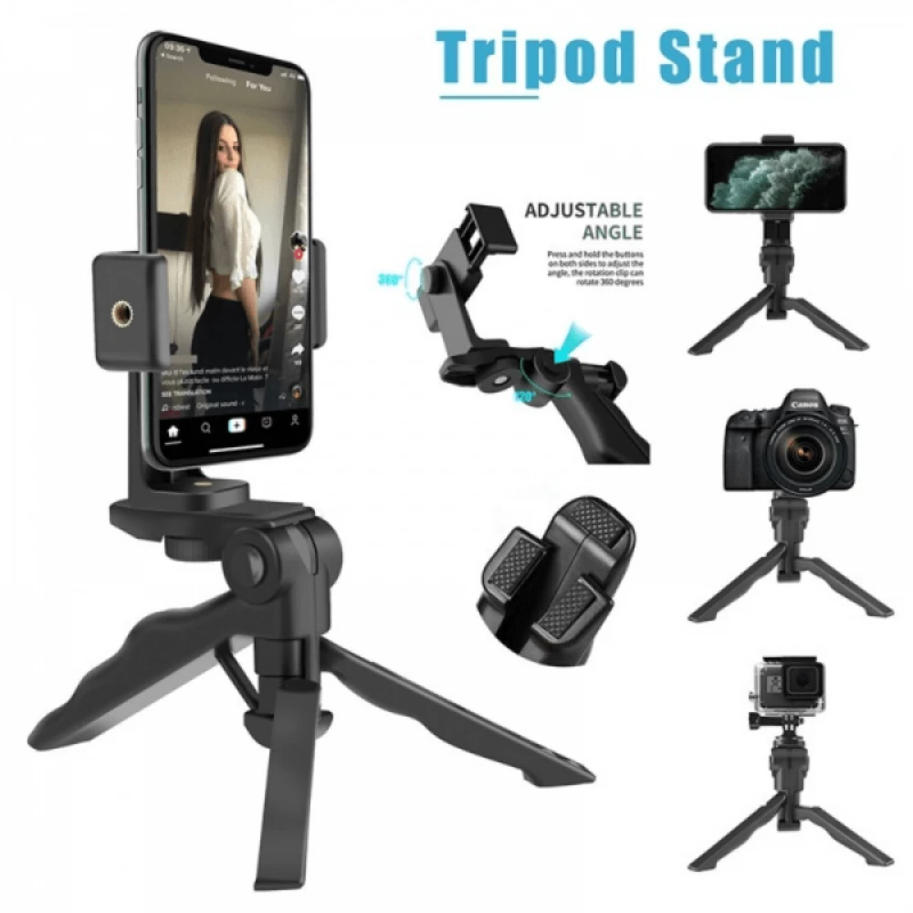 Trépied pour smartphone extensible avec perche à selfie et rotation à 360 degrés - Noir
