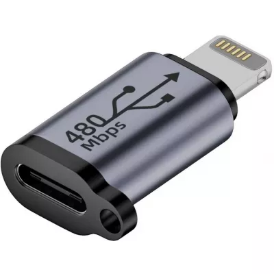 USB-C vers Lightning - Adaptateur de charge de haute qualité Connecteur Transfert de données 480Mbps Aluminium