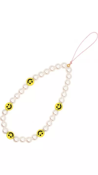 Universal Smartphone Armband Schmuck Charms - N°21 Happy smiley faces - Weiss