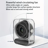 Transparenter tragbarer Design-Tischventilator mit LED-Display (3 Geschwindigkeiten) - Schwarz