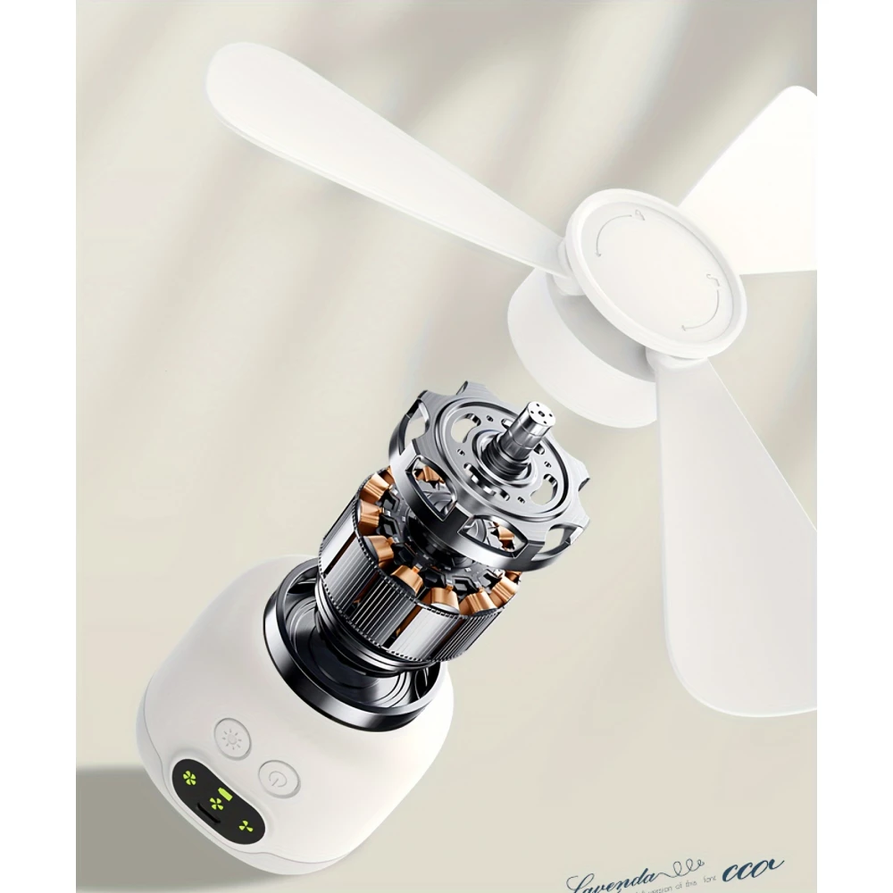 Camping Ventilator USB wiederaufladbar 8000 mAh mit integrierter LED-Beleuchtung Fernbedienung Weiß für Zelt und Outdoor - Weiß