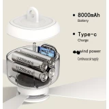 Camping Ventilator USB wiederaufladbar 8000 mAh mit integrierter LED-Beleuchtung Fernbedienung Weiß für Zelt und Outdoor - Weiß