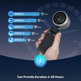 Tragbarer faltbarer USB-Lüfter wiederaufladbar ultra-leise 5 Geschwindigkeiten 3600mAh Akku 10h Laufzeit - Schwarz