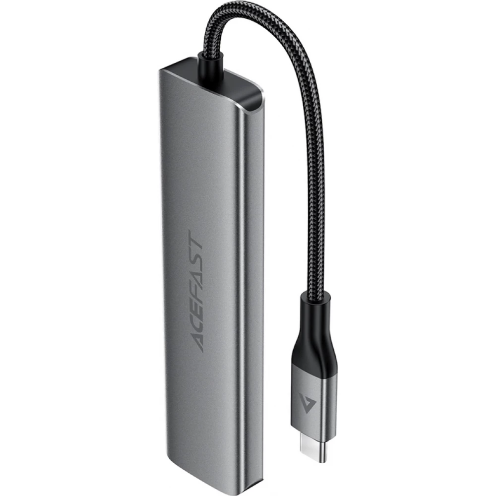 Acefast J18 Hub USB-C 6-en-1 avec HDMI 4K 60 Hz et charge rapide PD 90 W station d&rsquo;accueil USB-C - Gris