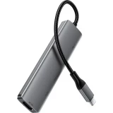 Acefast J18 Hub USB-C 6-en-1 avec HDMI 4K 60 Hz et charge rapide PD 90 W station d&rsquo;accueil USB-C - Gris