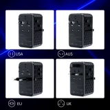 Universeller Reiseadapter 100W 2x USB-C 2x USB-A Choetech PD6028 EU / US / AUS / UK - Schwarz