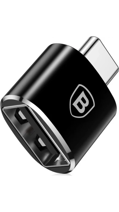Baseus Mini USB-A zu USB-C OTG Adapter kompakt vielseitig hochwertig - Schwarz