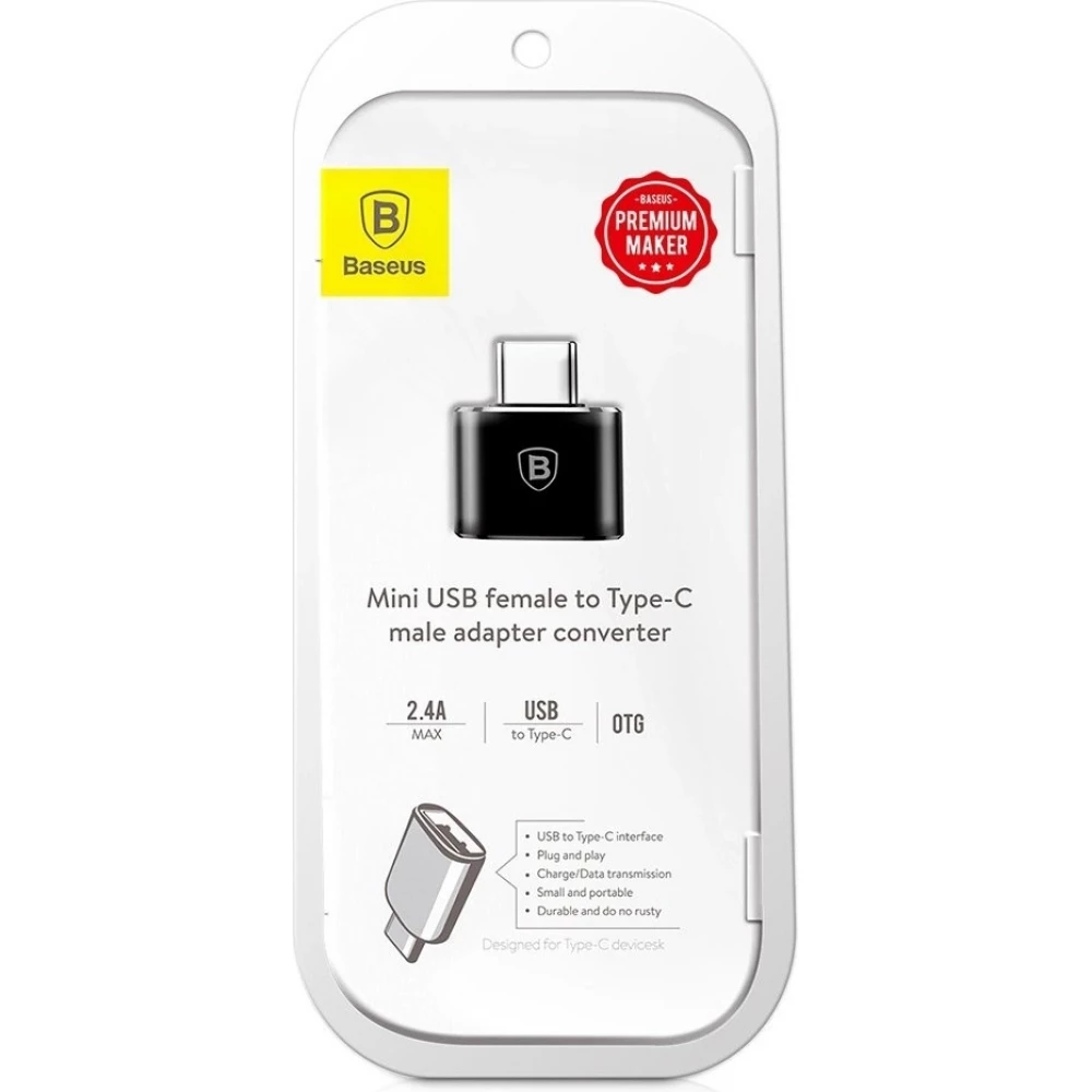Baseus Mini USB-A zu USB-C OTG Adapter kompakt vielseitig hochwertig - Schwarz