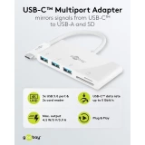 Adaptateur USB-C multiport Goobay vers 3 ports USB-A et lecteur de cartes SD/MMC - Blanc