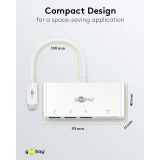 Adaptateur USB-C multiport Goobay vers 3 ports USB-A et lecteur de cartes SD/MMC - Blanc