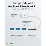 Adaptateur USB-C multiport Goobay vers 3 ports USB-A et lecteur de cartes SD/MMC - Blanc