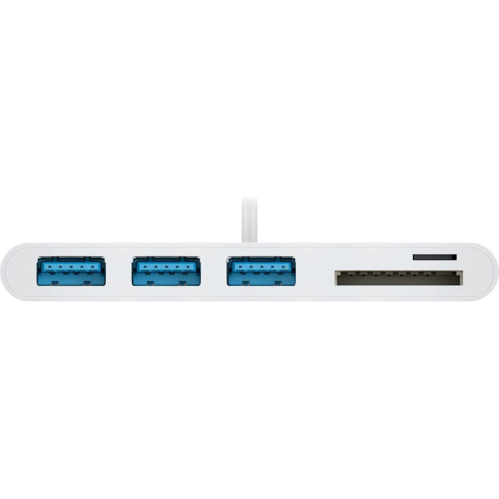Adaptateur USB-C multiport Goobay vers 3 ports USB-A et lecteur de cartes SD/MMC - Blanc