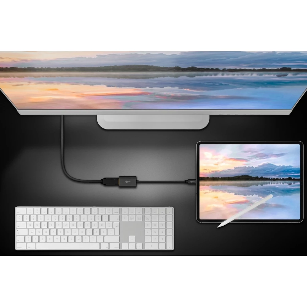 Adaptateur USB-C vers DisplayPort Goobay 4K 60 Hz - USB 3.1 / c&acirc;ble 0,2 m - Noir