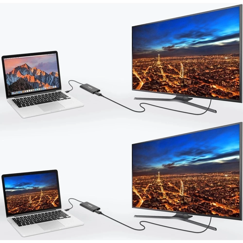 Adaptateur USB Type C Thunderbolt 3 40Gbps Hub 2x DisplayPort 4K 60Hz - Noir
