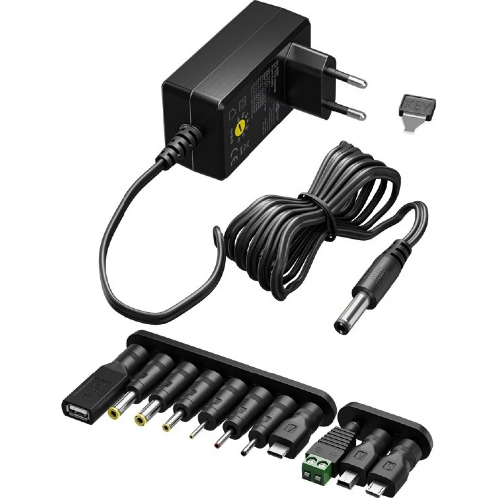 Alimentation universelle Goobay 3V–12V max. 3,6W adaptateur secteur réglable avec 12 embouts - Noir