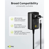 Alimentation universelle Goobay 3V–12V max. 3,6W adaptateur secteur réglable avec 12 embouts - Noir