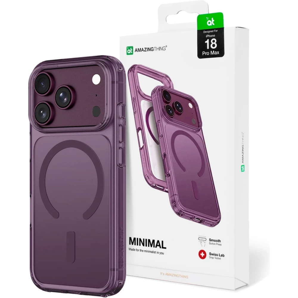 Coque iPhone 18 Pro Max / 17 Pro Max - AmazingThing Minimal Mag avec protection antichoc et compatibilit&eacute; MagSafe - Violet