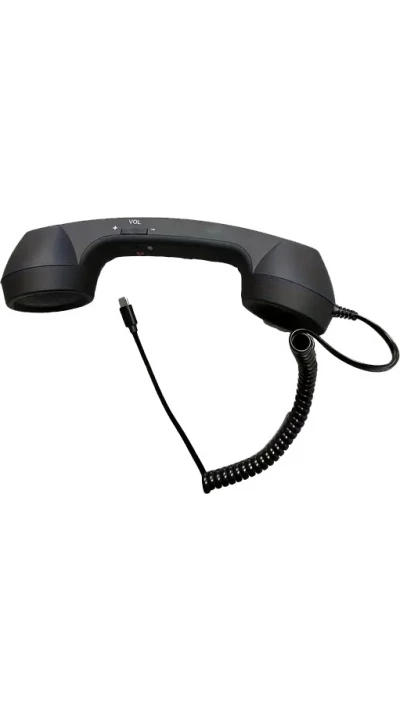 Ancien combin&eacute; t&eacute;l&eacute;phone r&eacute;tro pour mobile avec prise USB-C compatible avec mobiles tablettes et ordinateurs portables - Noir