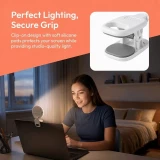 Anneau lumineux LED pour t&eacute;l&eacute;phone et ordinateur portable 2500K &agrave; 8500K 3 niveaux de luminosit&eacute; pliable et rechargeable - Blanc