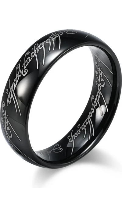 Bague Le Seigneur des Anneaux grav&eacute;e anneau de pouvoir (taille US 8) - Noir