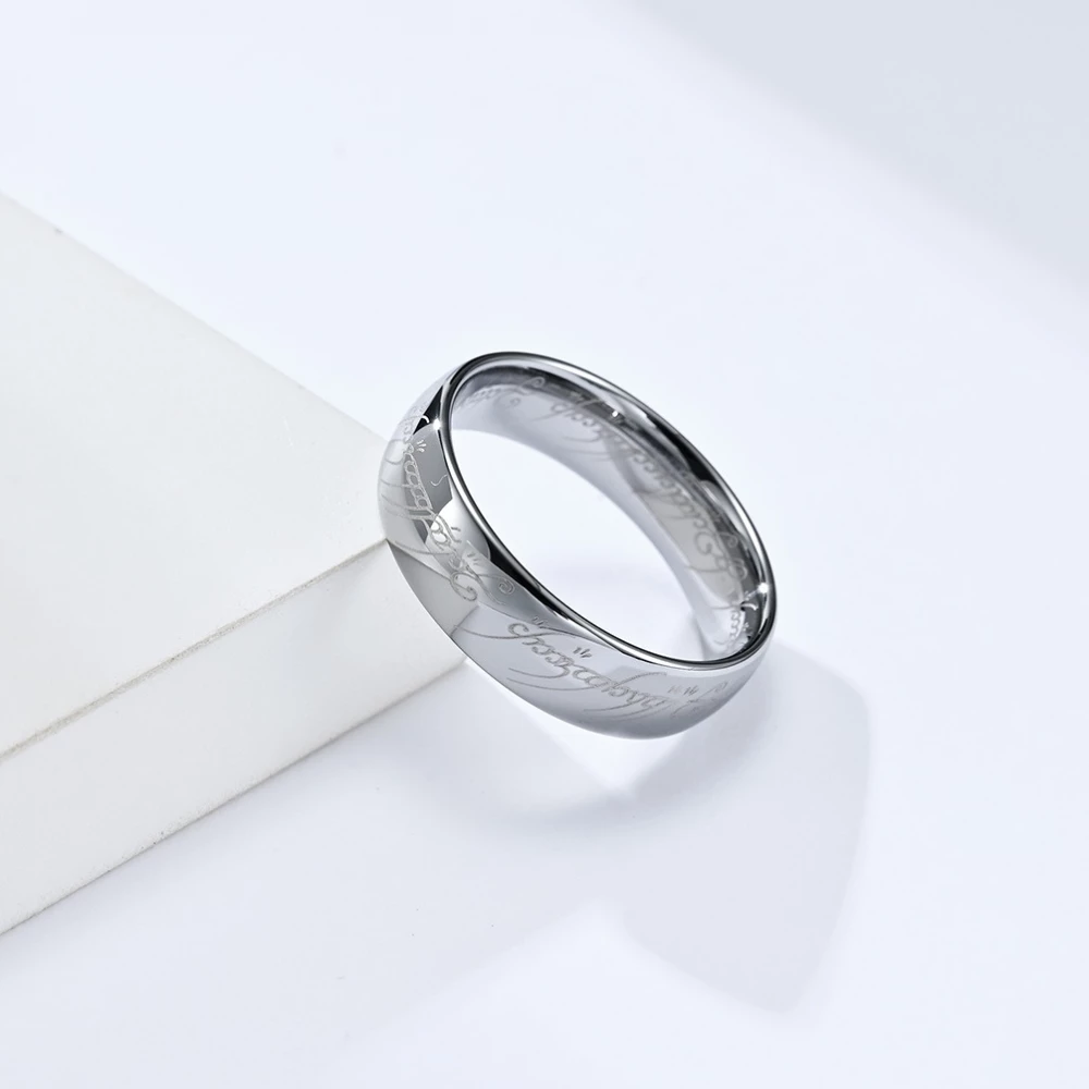 Bague Le Seigneur des Anneaux grav&eacute;e anneau de pouvoir (taille US 9) - Argent