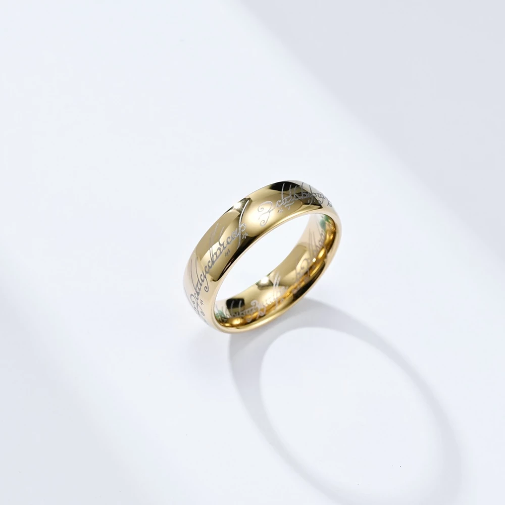 Bague Le Seigneur des Anneaux grav&eacute;e anneau de pouvoir (taille US 9) - Or