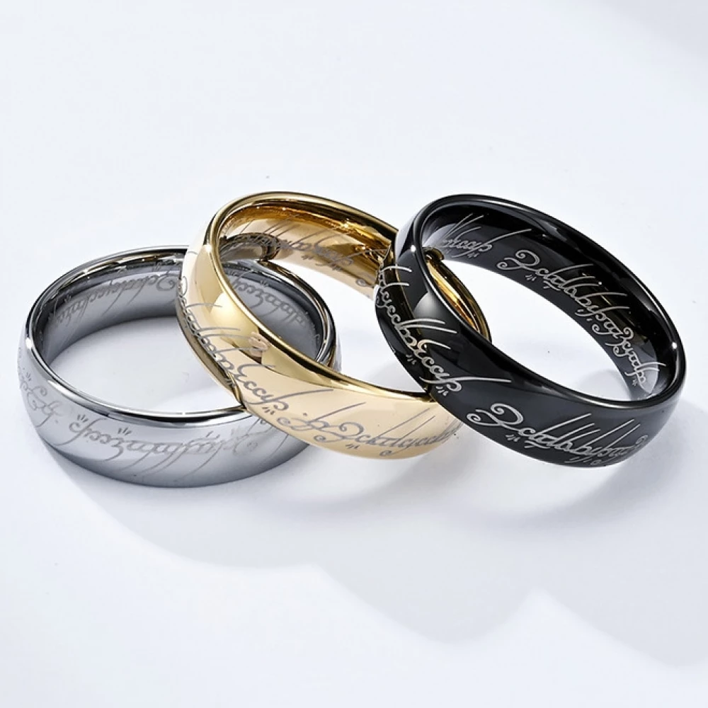 Bague Le Seigneur des Anneaux grav&eacute;e anneau de pouvoir (taille US 9) - Or