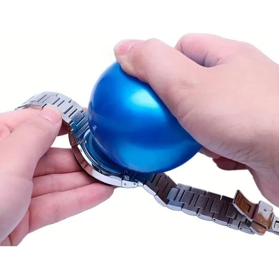 Balle ouvre-bo&icirc;tier en caoutchouc pour montres et bracelets outil horloger universel &agrave; friction sans rayure (7 cm) - Bleu