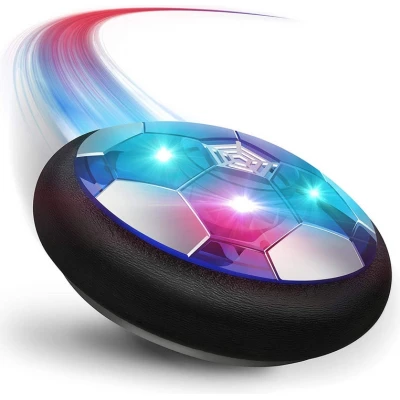 Ballon de football flottant à air avec LED jouet indoor rechargeable avec pare-chocs en mousse pour enfants - Bleu