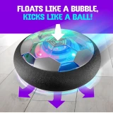 Ballon de football flottant à air avec LED jouet indoor rechargeable avec pare-chocs en mousse pour enfants - Bleu