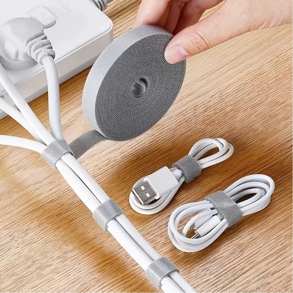 Bande velcro adhésive 1,5 cm pour câbles solution rapide et propre pour organiser fixer et démêler vos fils - Blanc