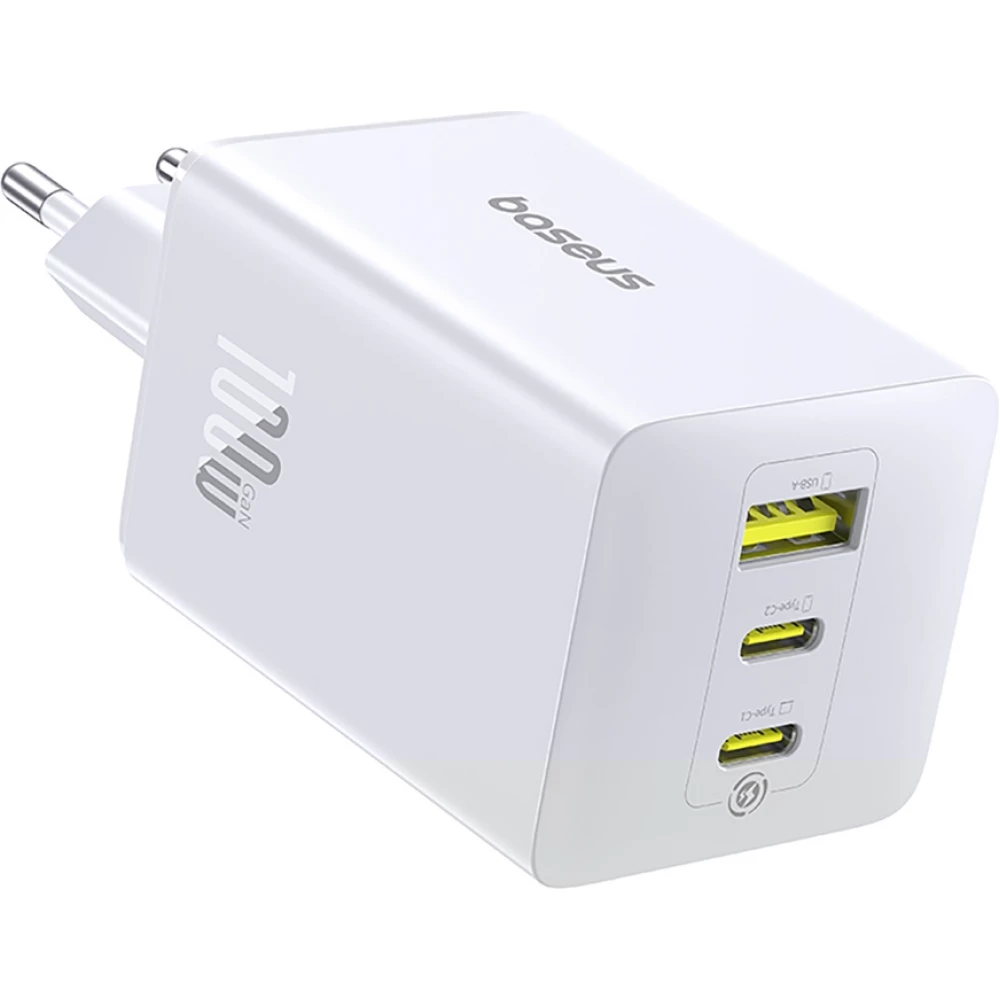 Baseus EnerFill FE11 3 en 1 chargeur mural rapide 2x USB-C / USB-A 100W - Blanc