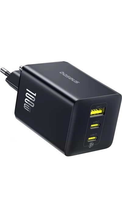 Baseus EnerFill FE11 3 en 1 chargeur mural rapide 2x USB-C / USB-A 100W - Noir